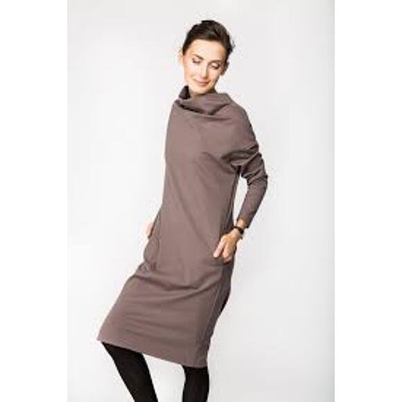 Le Muse Red Tube Dress Chic Cowl Neck Large Lagenlook Minimalist Quiet Luxury - Picture 11 of 14